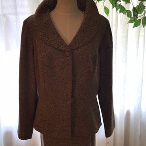 Tan print paisley suit